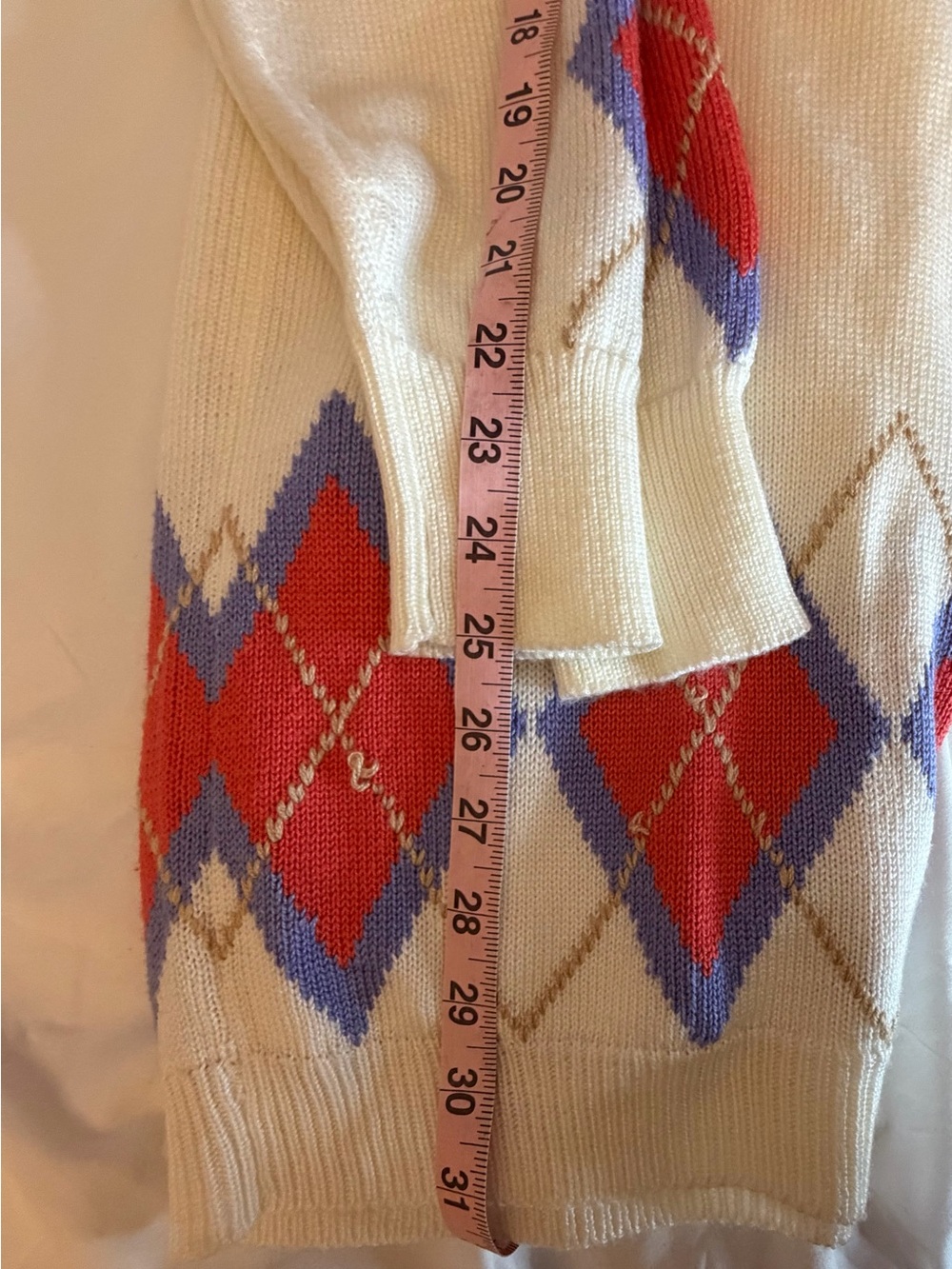 Vintage 90s Jaclyn Smith Argyle Longline Cardigan M - Picture 3 of 8